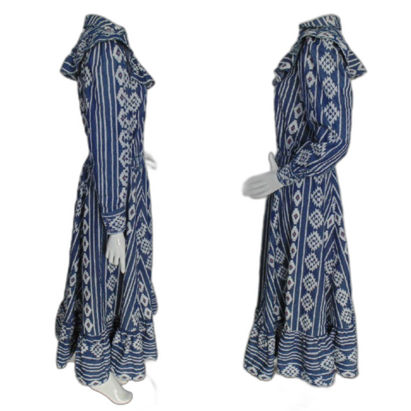 Western Skirt Set, S, 2pc, LS Ruffle shoulder top, Midi Skirt, Tribal Print - Picture 12 of 13